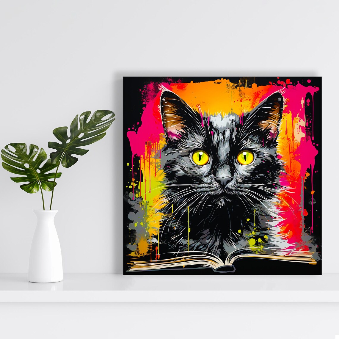 Cat Pop Art Poster, Contemporary Living Room Decor - Image 2