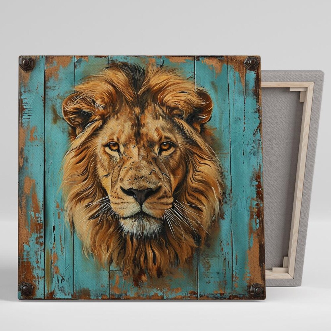 Majestic Lion Portrait, Rustic Bohemian Art Print