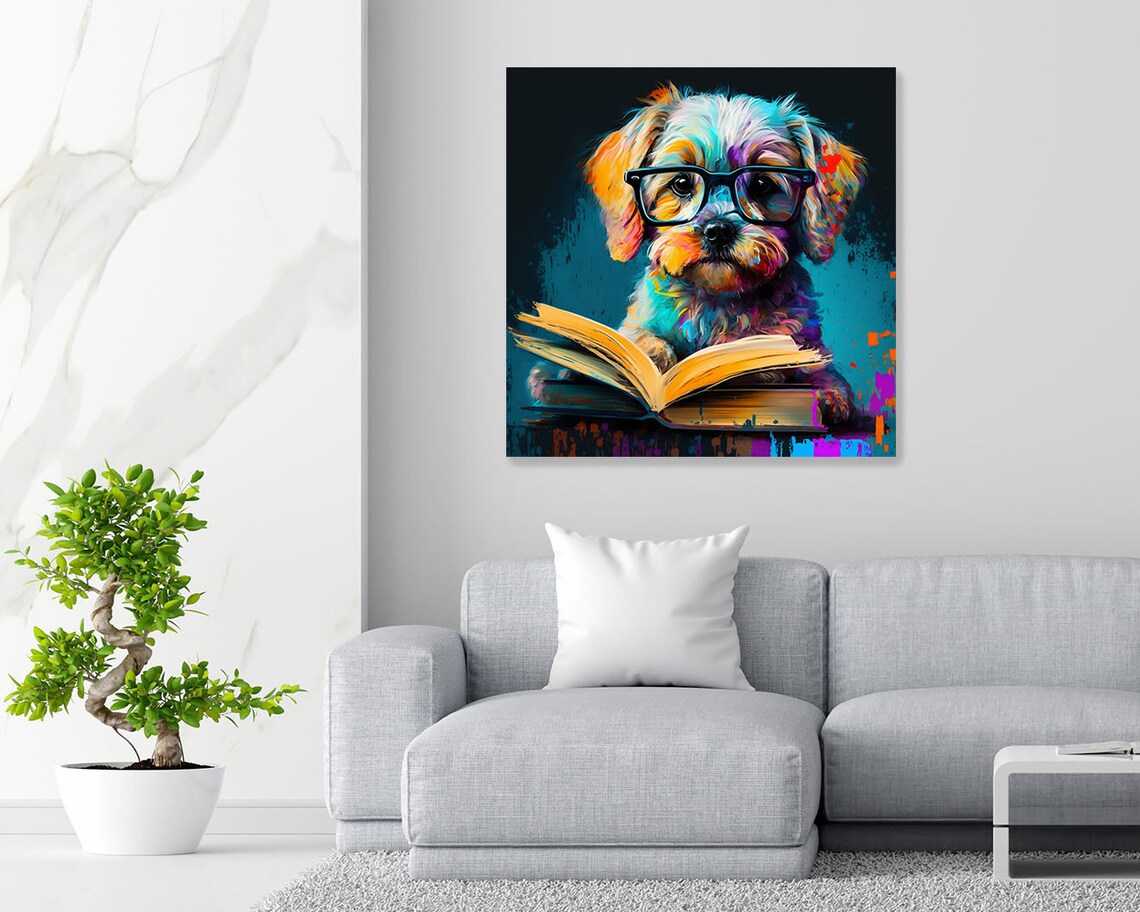 Dog With Glasses Contemporary Wall Art Poster - Image 2