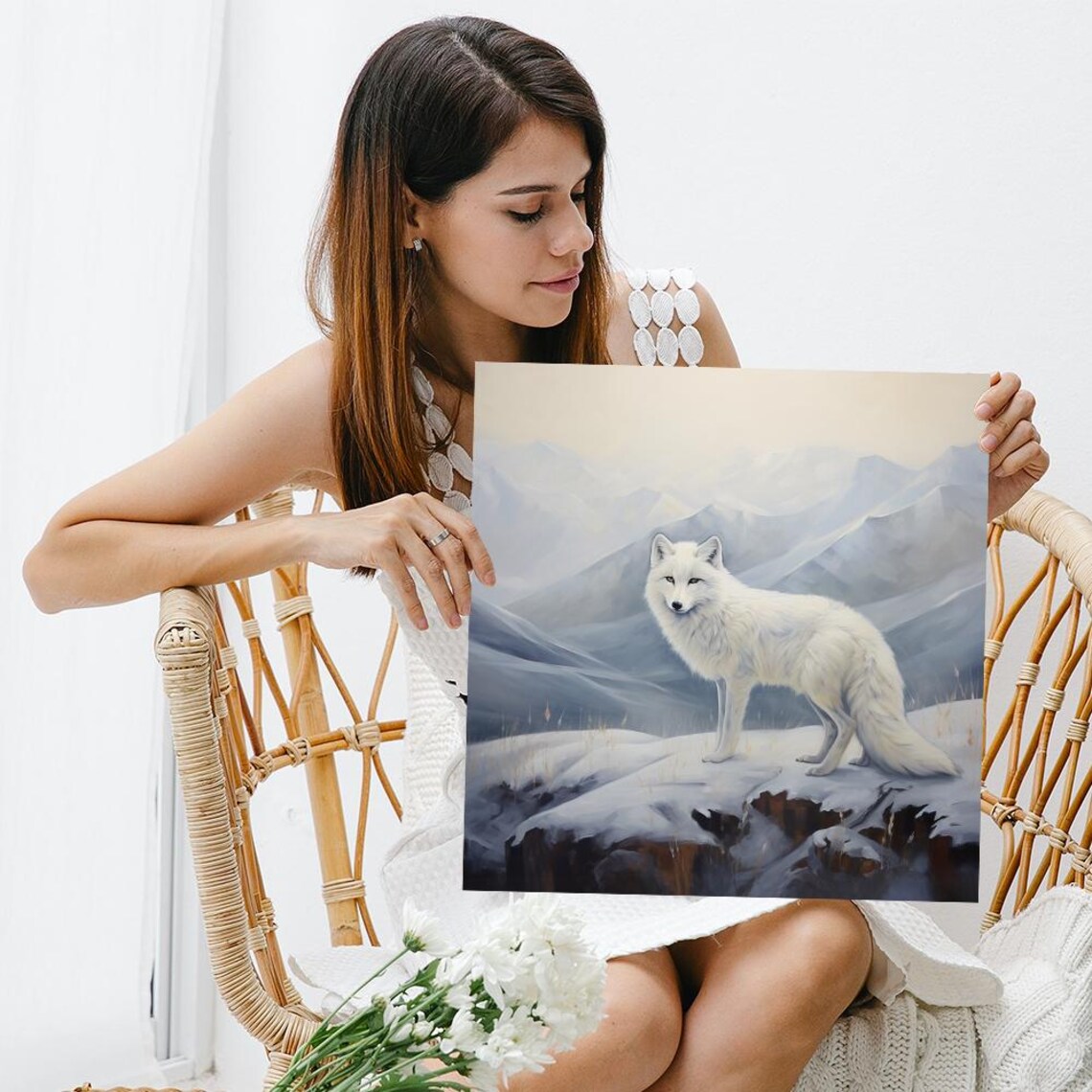 White Wolf Art Print, Arctic Wilderness Decor - Image 3