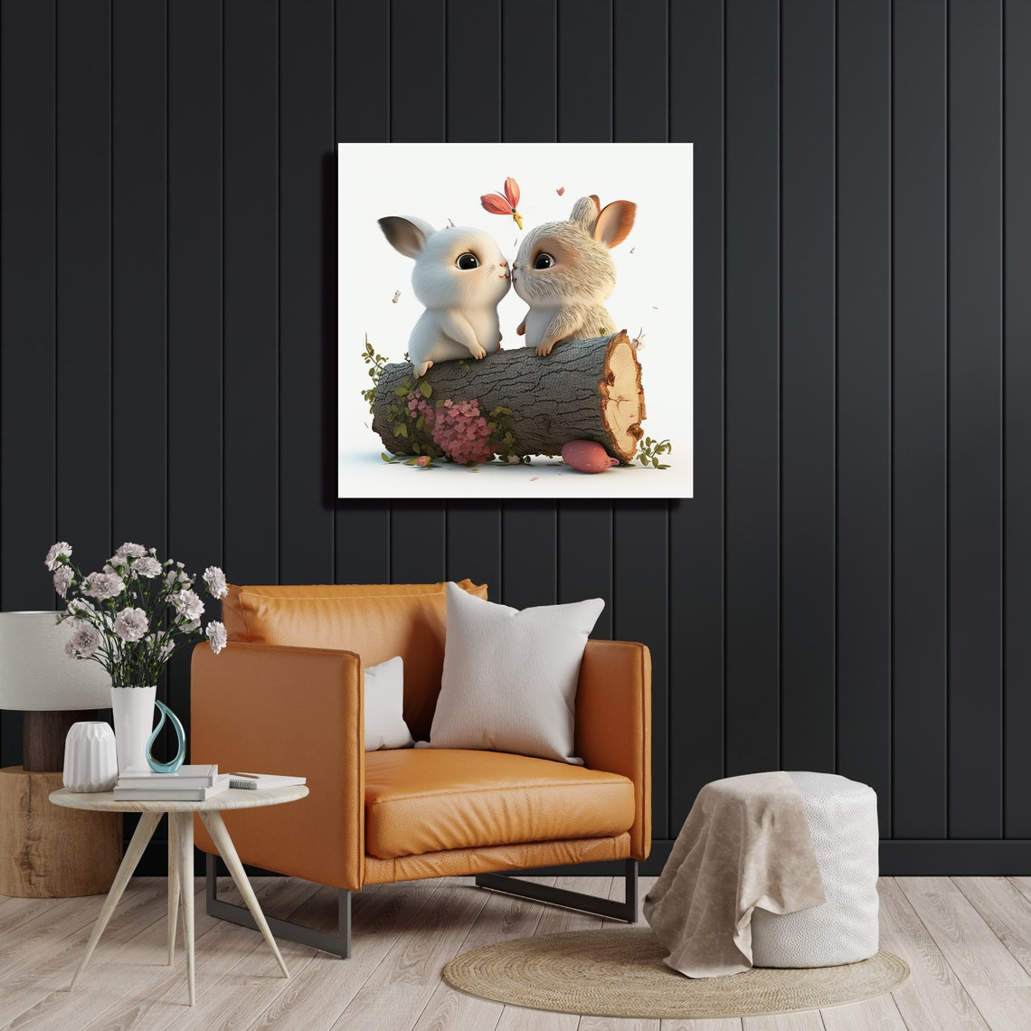 Cute Bunny Valentines Day Wall Art Decor Valentines Day Decor Bunny Wall Art Cute Animal Art Wall Decor - Image 2