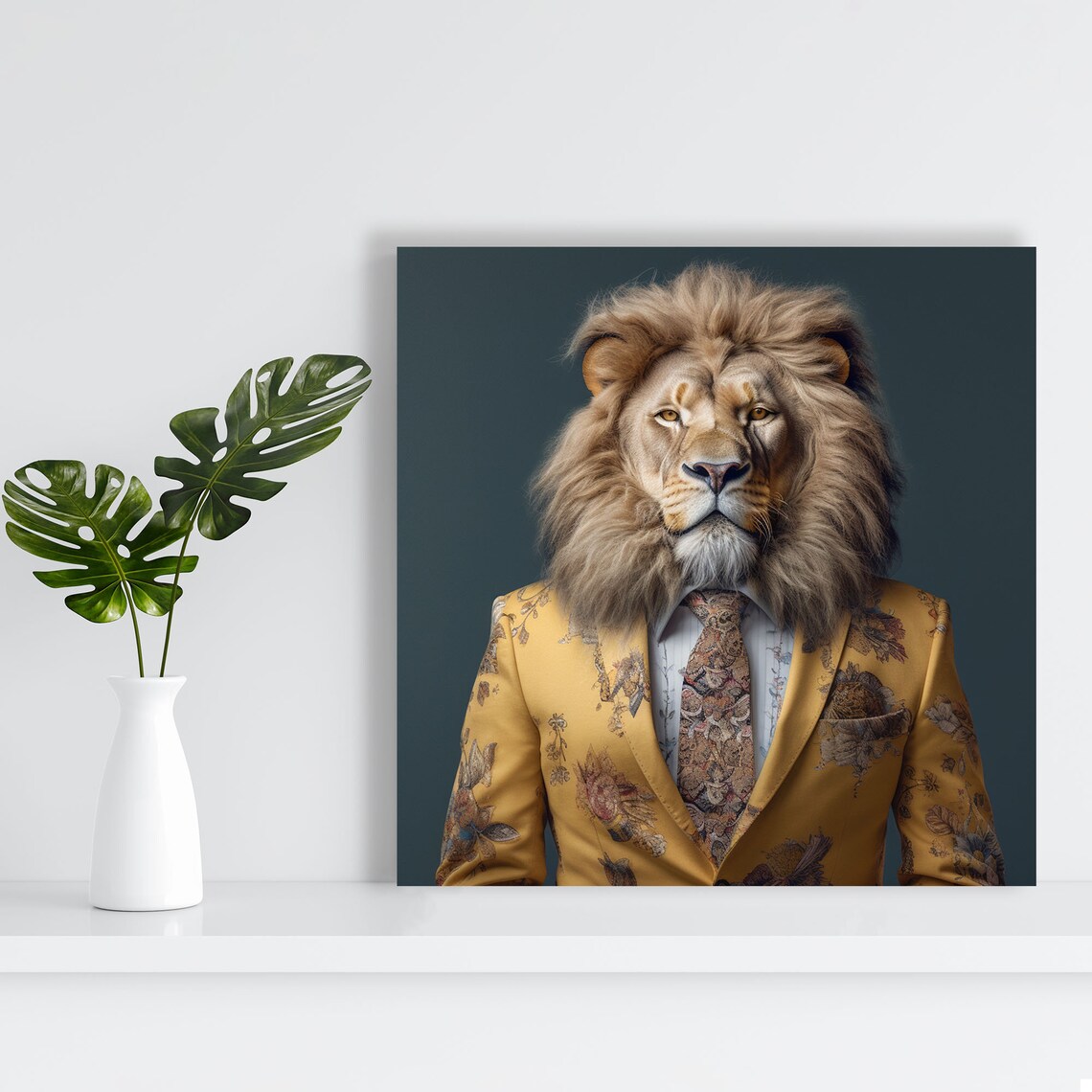 Lion In Coat Poster, Minimalist Safari Wall Decor - Image 2