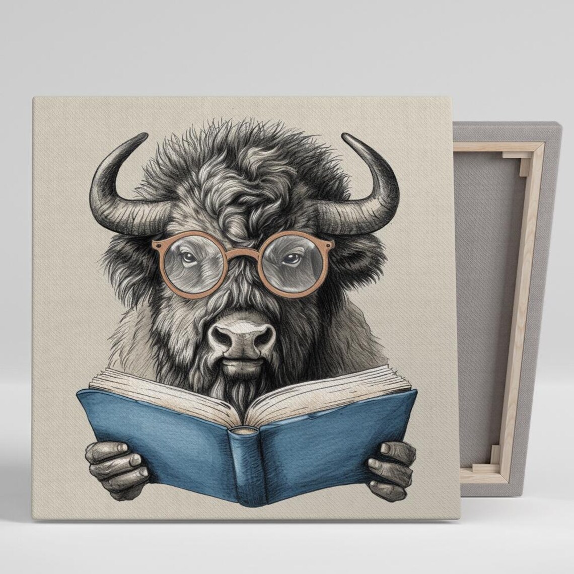 Intellectual Bison Bohemian Art Print, Study Decor