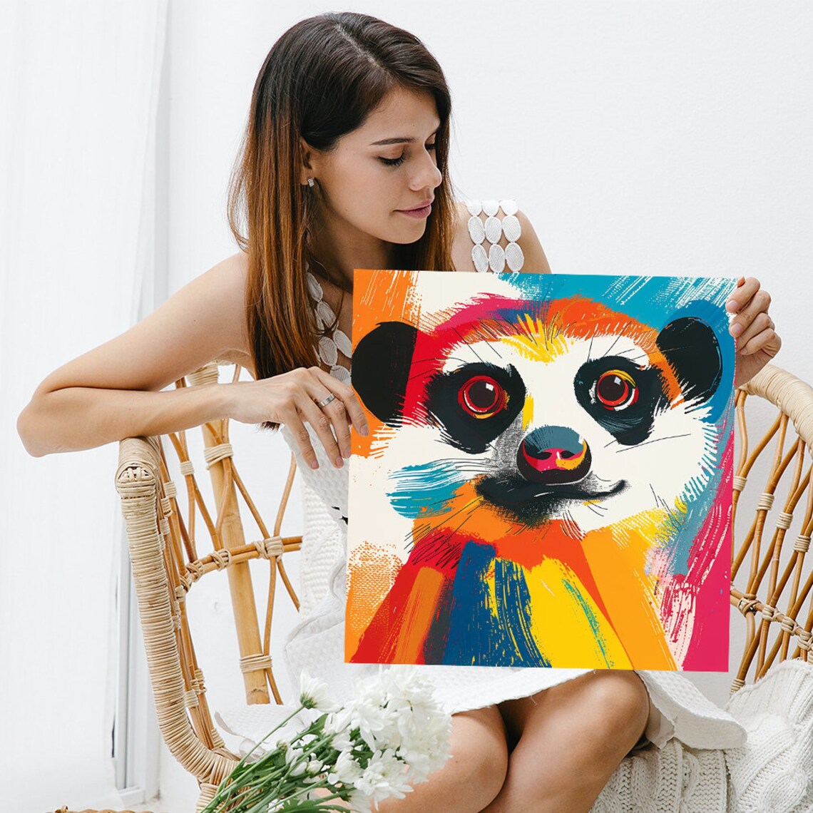Lemur Pop Art Poster, Contemporary Animal Decor - Image 3