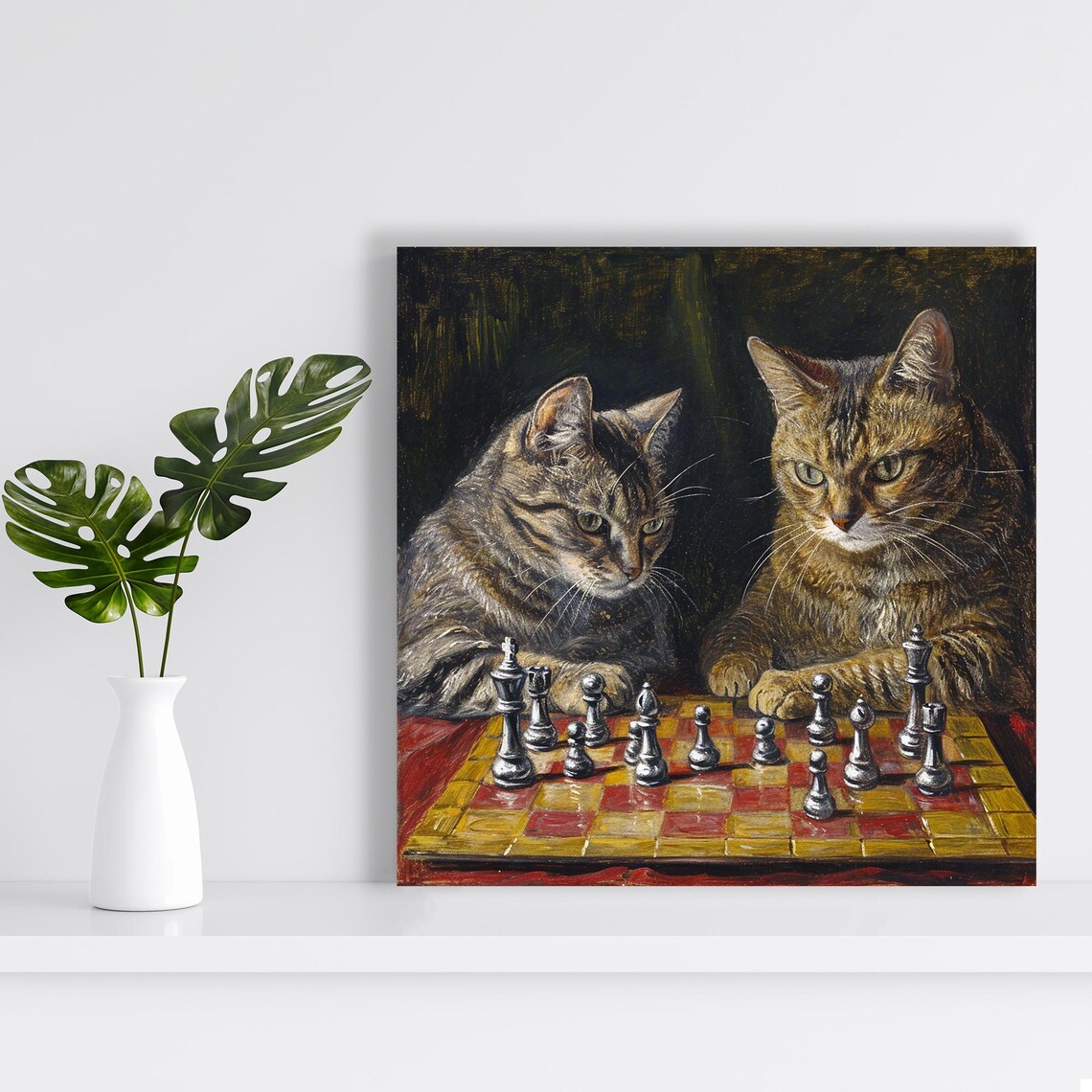 Cat Chess Masters Classic Animal Poster, Game Room - Image 2