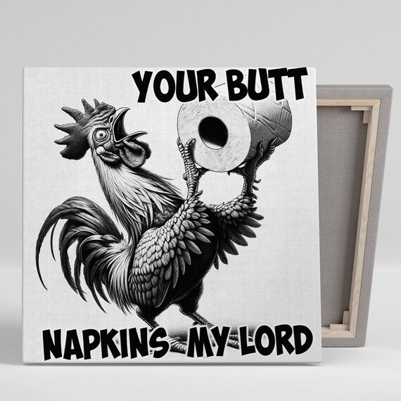 Rooster With Toilet Paper, Funny Bathroom Art Print