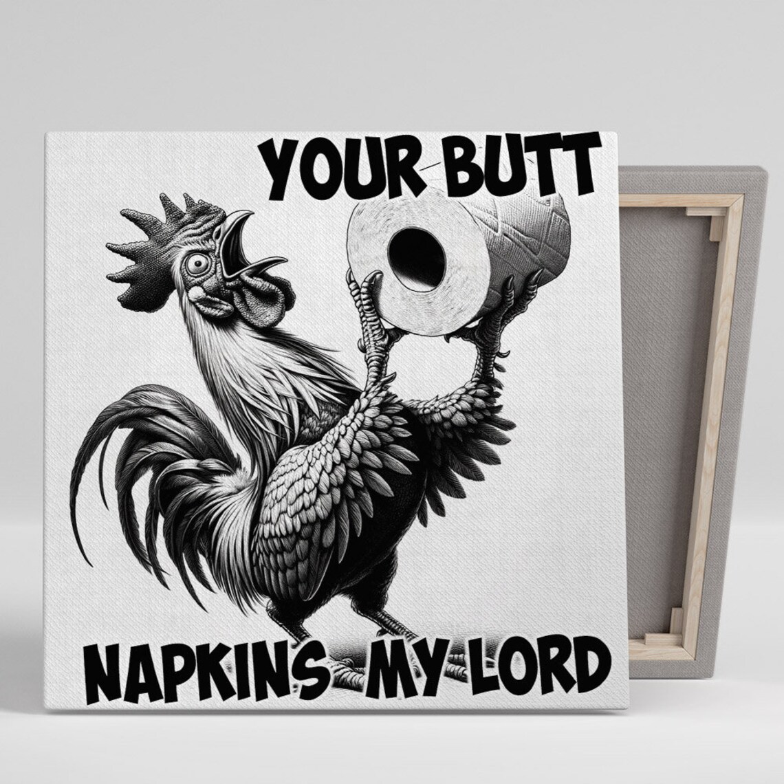 Rooster With Toilet Paper, Funny Bathroom Art Print