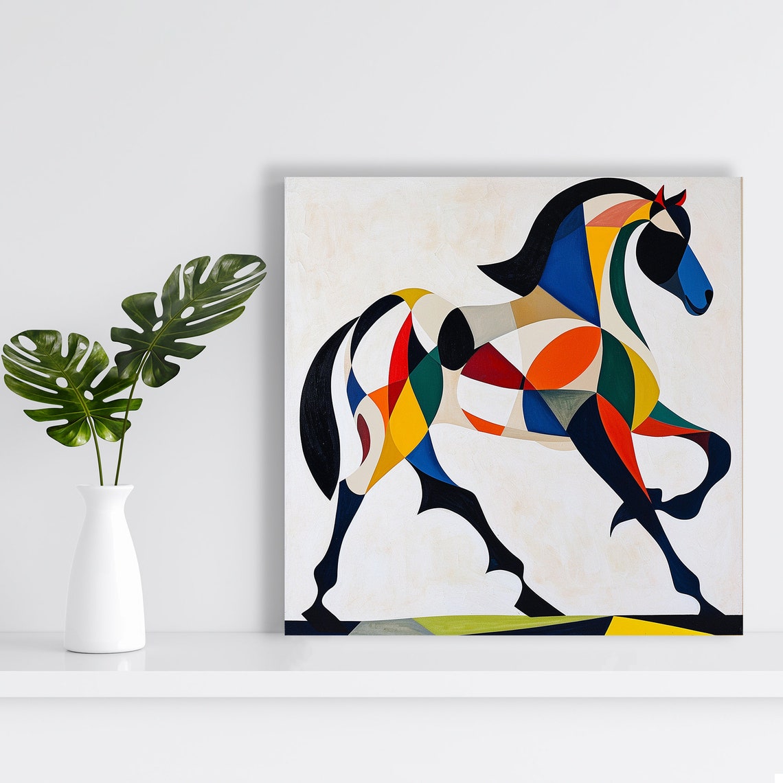 Abstract Geometric Multicolor Horse Modern Cubist Style Wall Poster - Image 2