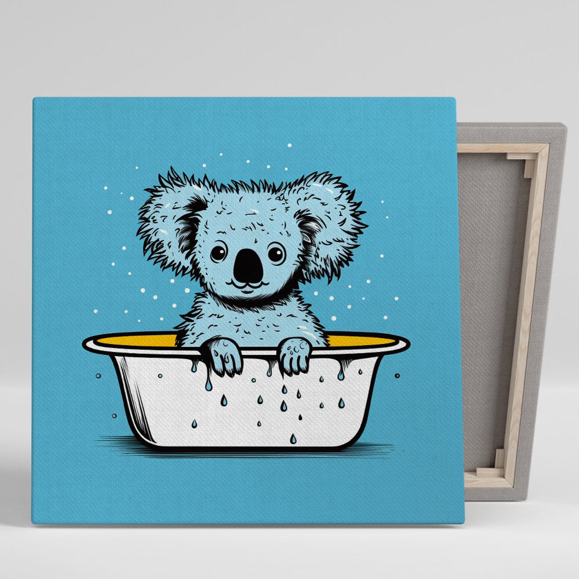 Cute Koala Bubble Bath Tub Whimsical Kids Bathroom Decor Poster