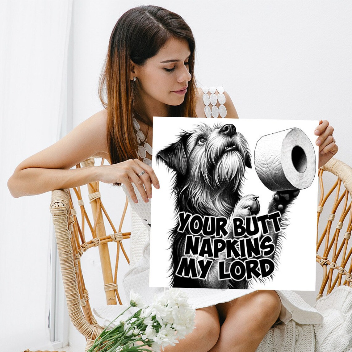 Dog Bathroom Humor Art Print, Your Butt Napkins - Image 3