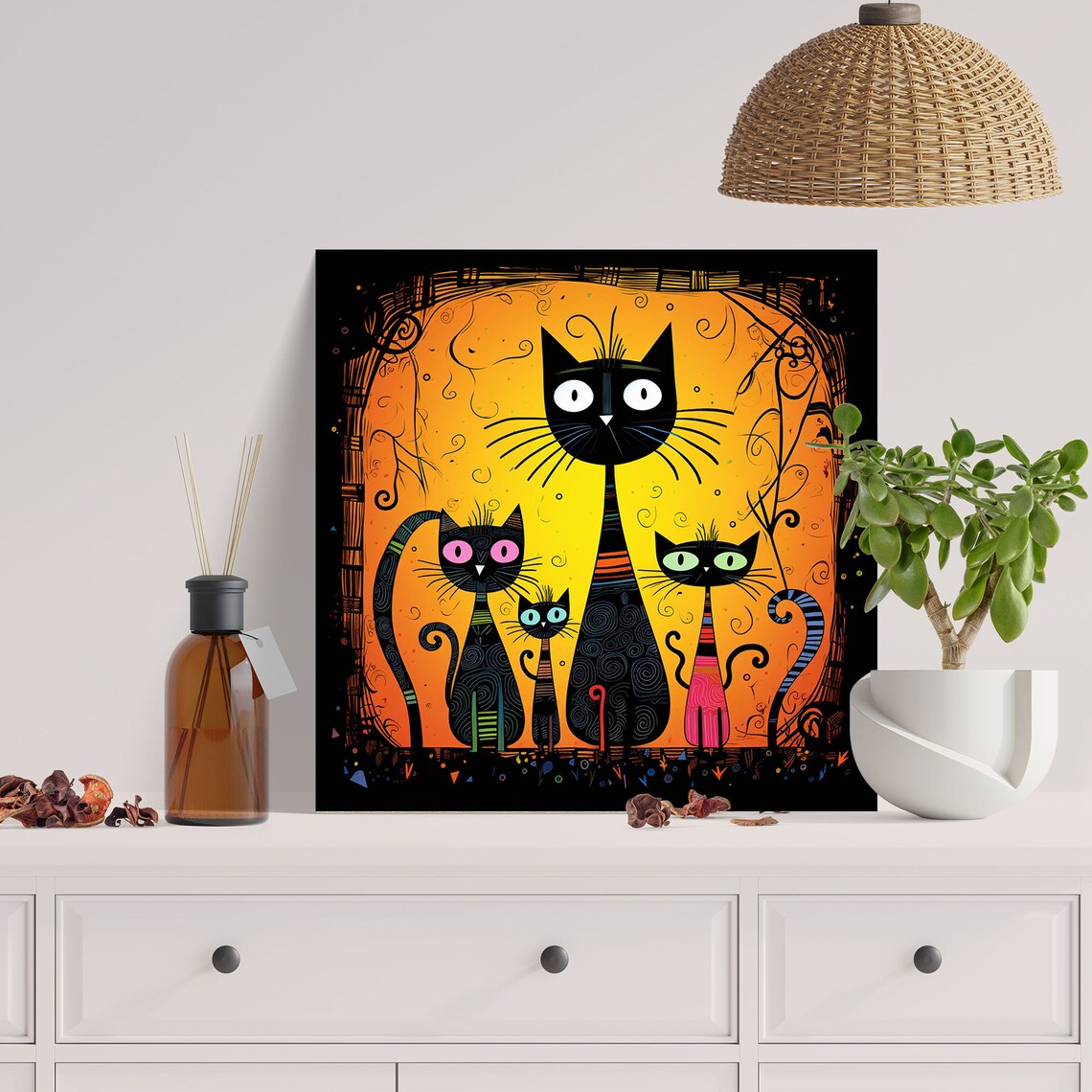 Abstract Cats, Modern Contemporary Animal Art Print - Image 2