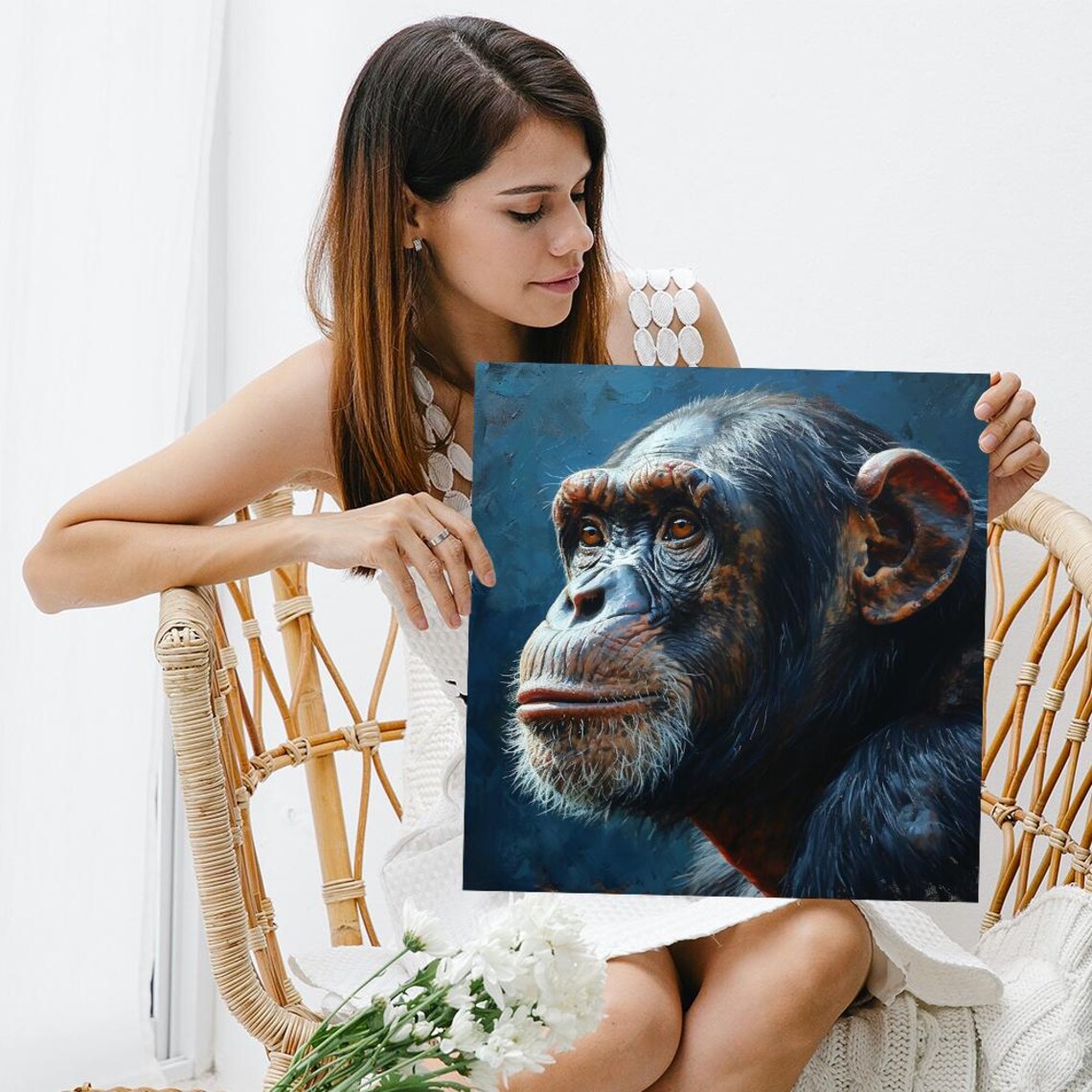 Chimpanzee Contemporary Rustic Wall Art Print - Image 3