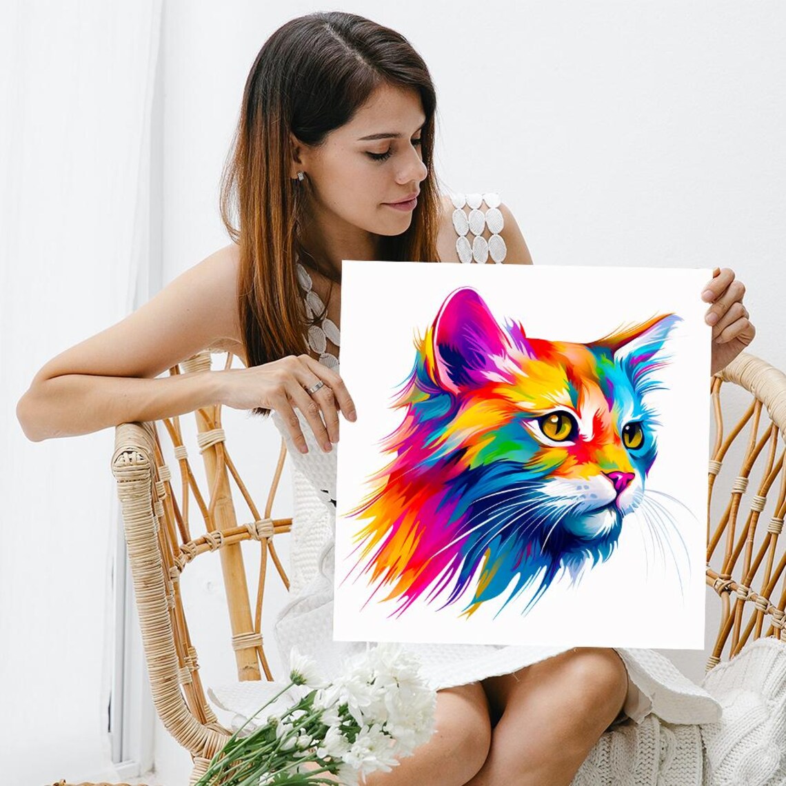 Pop Art Cat Fusion, Modern Living Room Art Print - Image 3