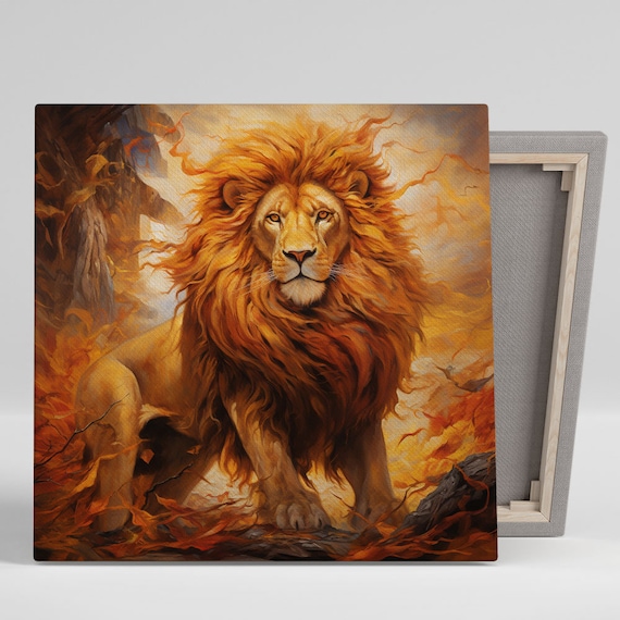 Lion Wildlife Art Print, Modern Safari Living Room Decor