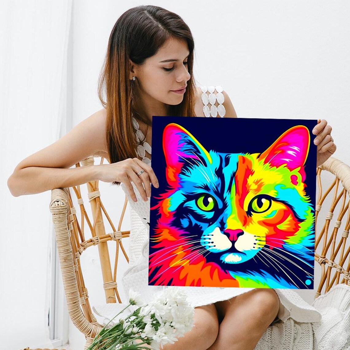Rainbow Cat Pop Art Poster Print, Eclectic Decor - Image 3