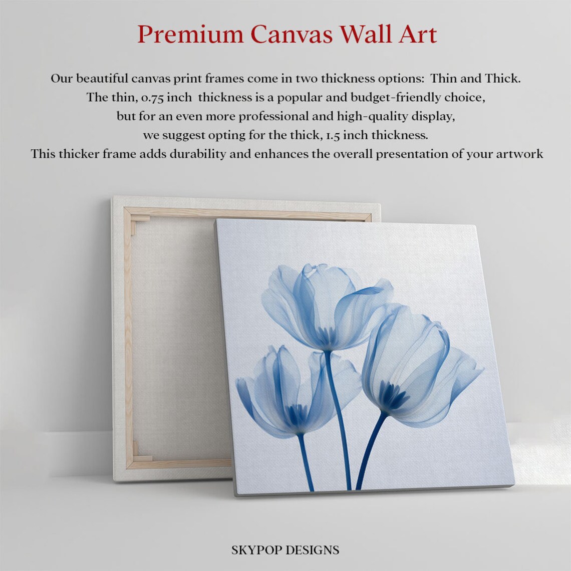 Blue Flower Botanical Art Print, Contemporary Floral - Image 2