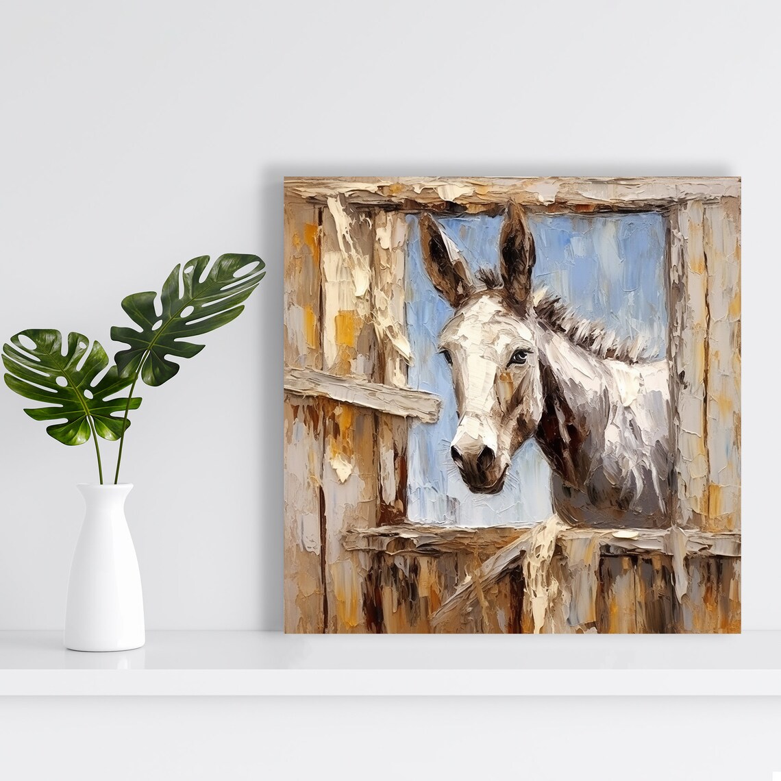 Rustic Donkey Portrait, Farmhouse Wall Art Print - Image 2