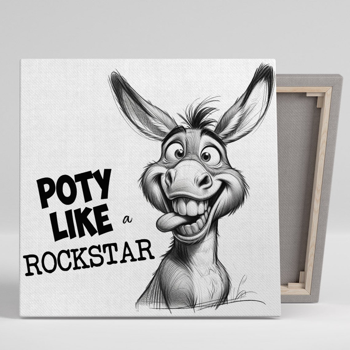 Poty Like A Rockstar Funny Cartoon Donkey Bathroom Humor Art Poster