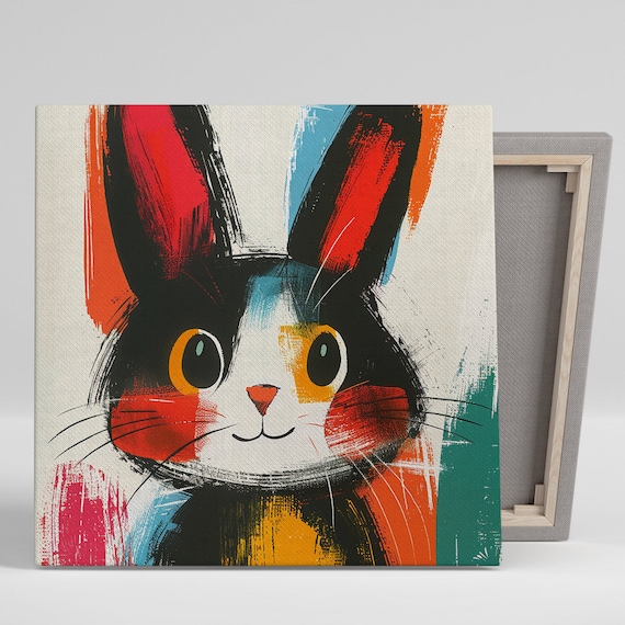 Bunny Art Print, Whimsical Modern Nursery Decor