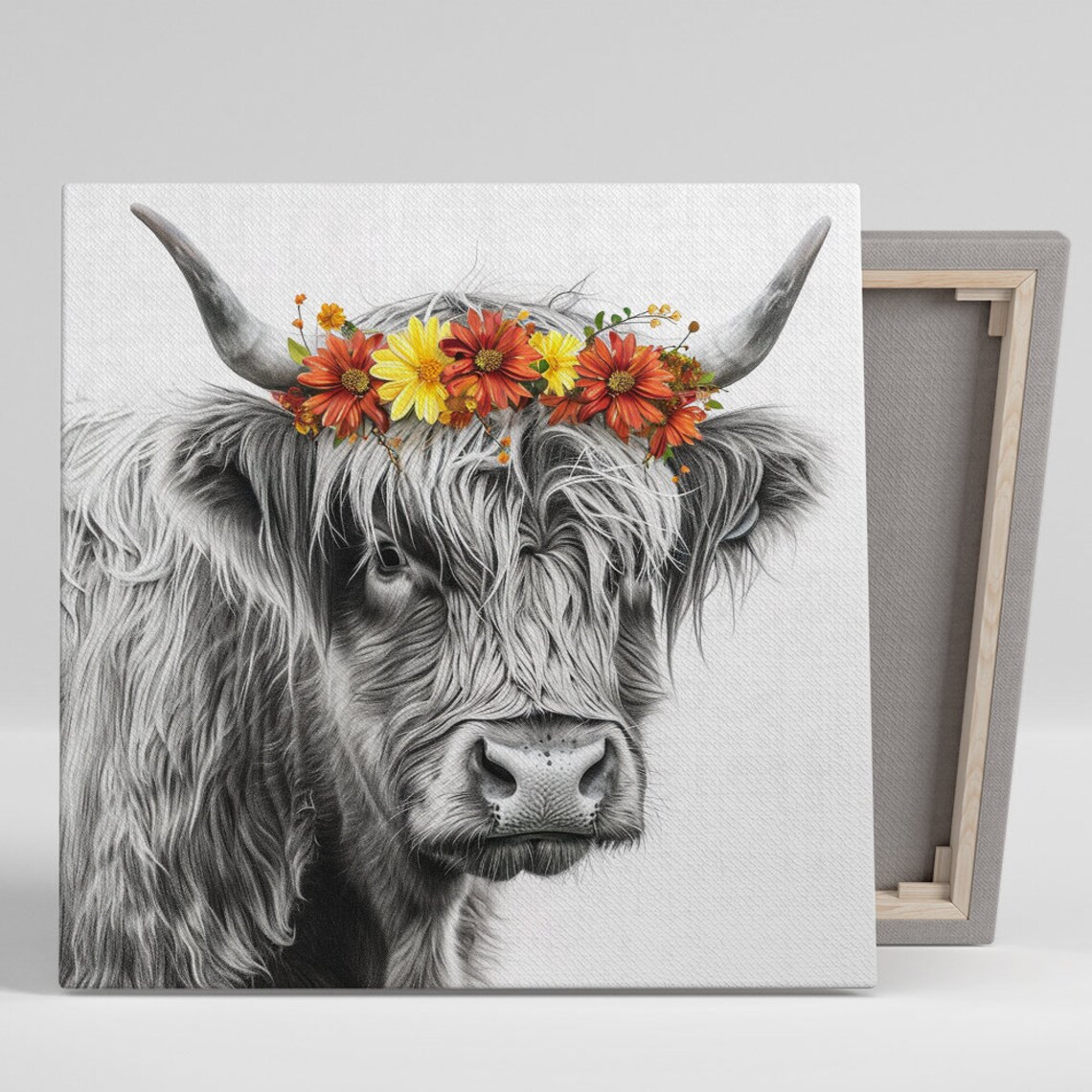 Highland Cow Rustic Farmhouse Bohemian Art Print