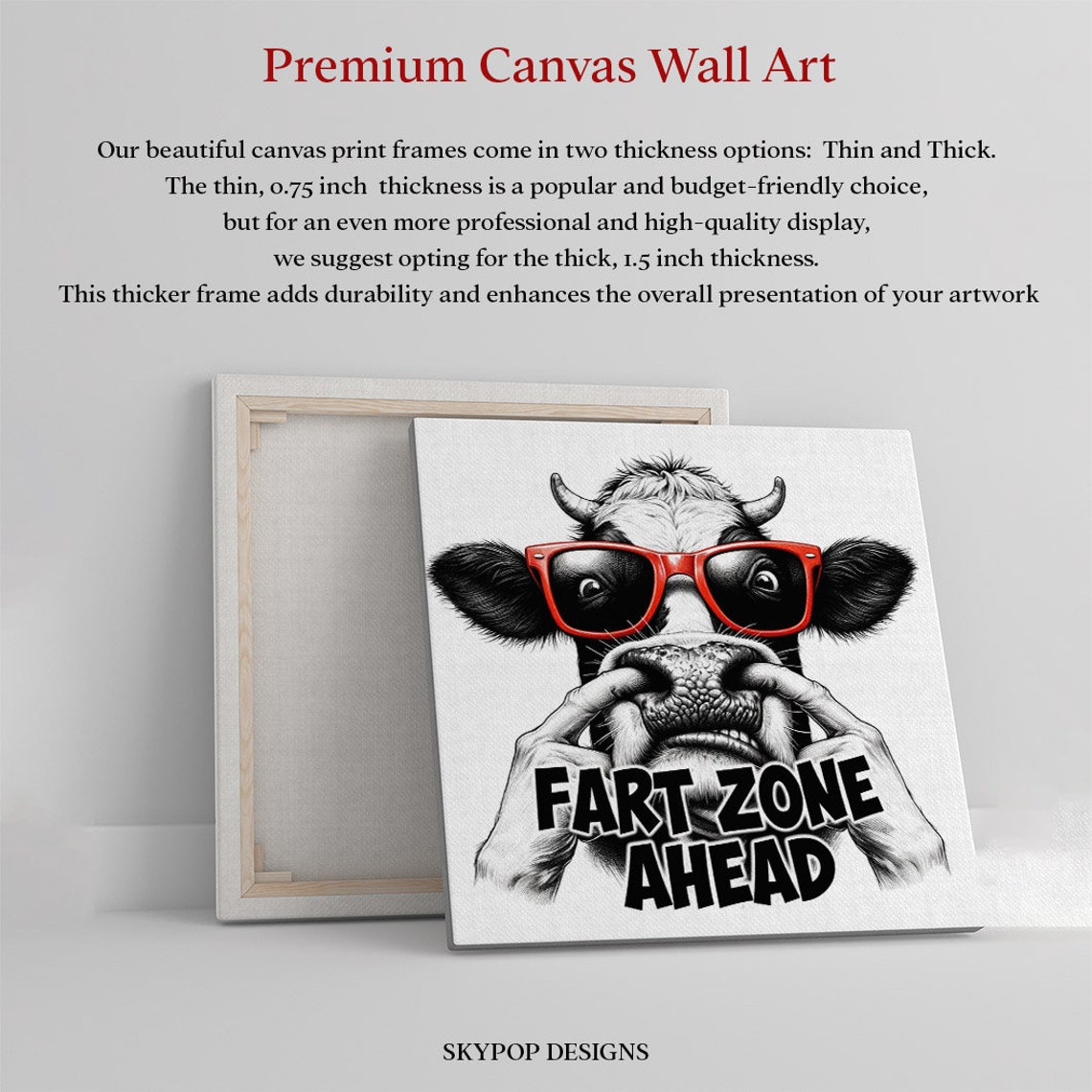 Funny Cow Red Sunglasses Fart Zone Ahead Bathroom Humor Wall Poster - Image 3