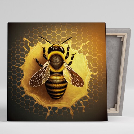 Honey Bee Poster, Living Room Decor Wall Art Print