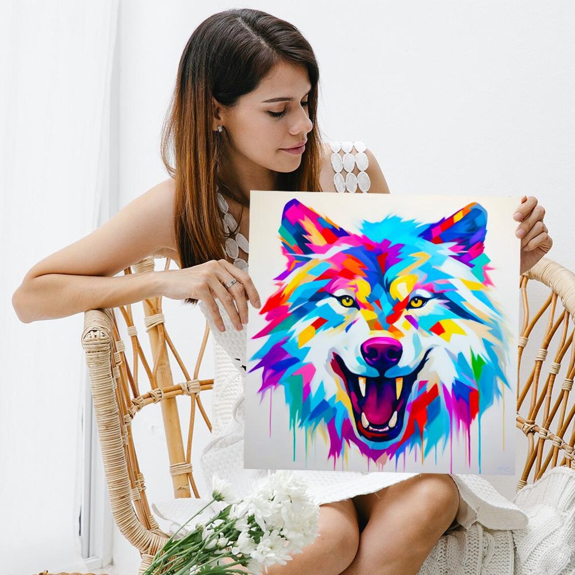 Wolf Spirit Pop Art Poster, Bohemian Wall Decor - Image 3
