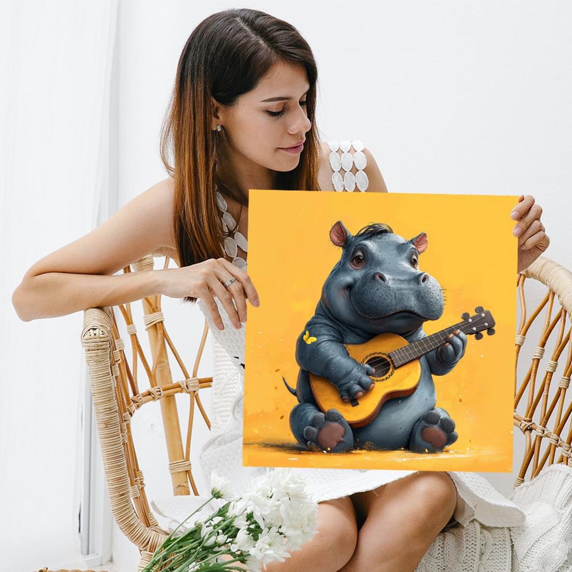 Hippopotamus Whimsical Animal Art Print, Nursery Decor - Image 3