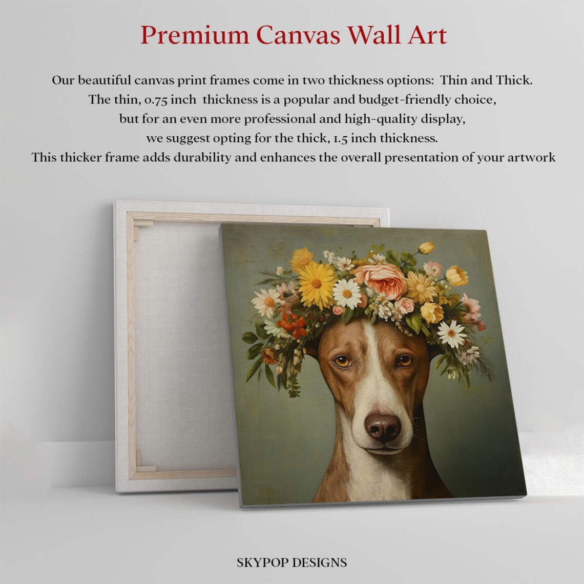 Brown Dog Wearing Flower Crown Yellow Blooms Pet Portrait Poster - Image 2
