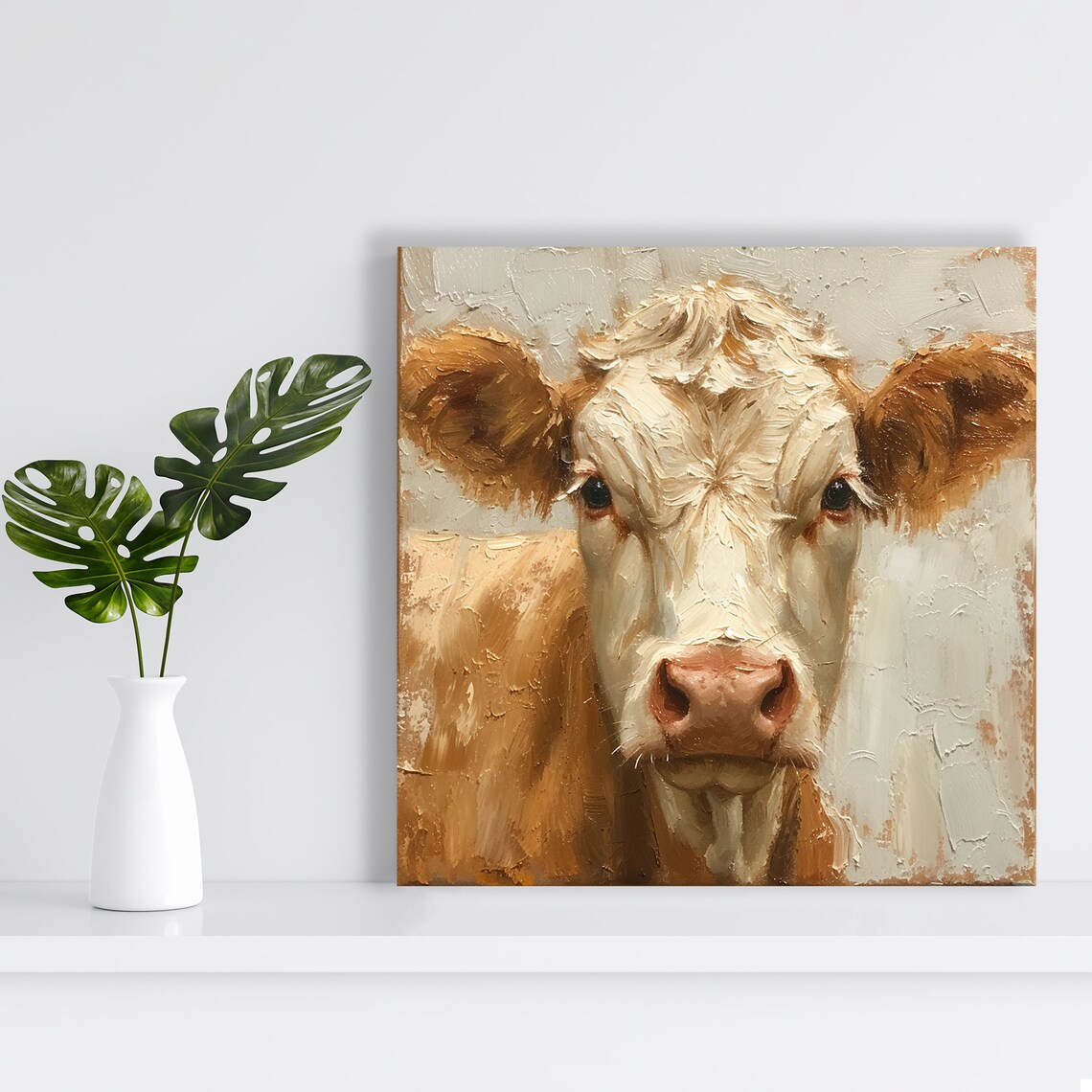 Cow Portrait Impressionism, Rustic Farmhouse Art Print - Image 2