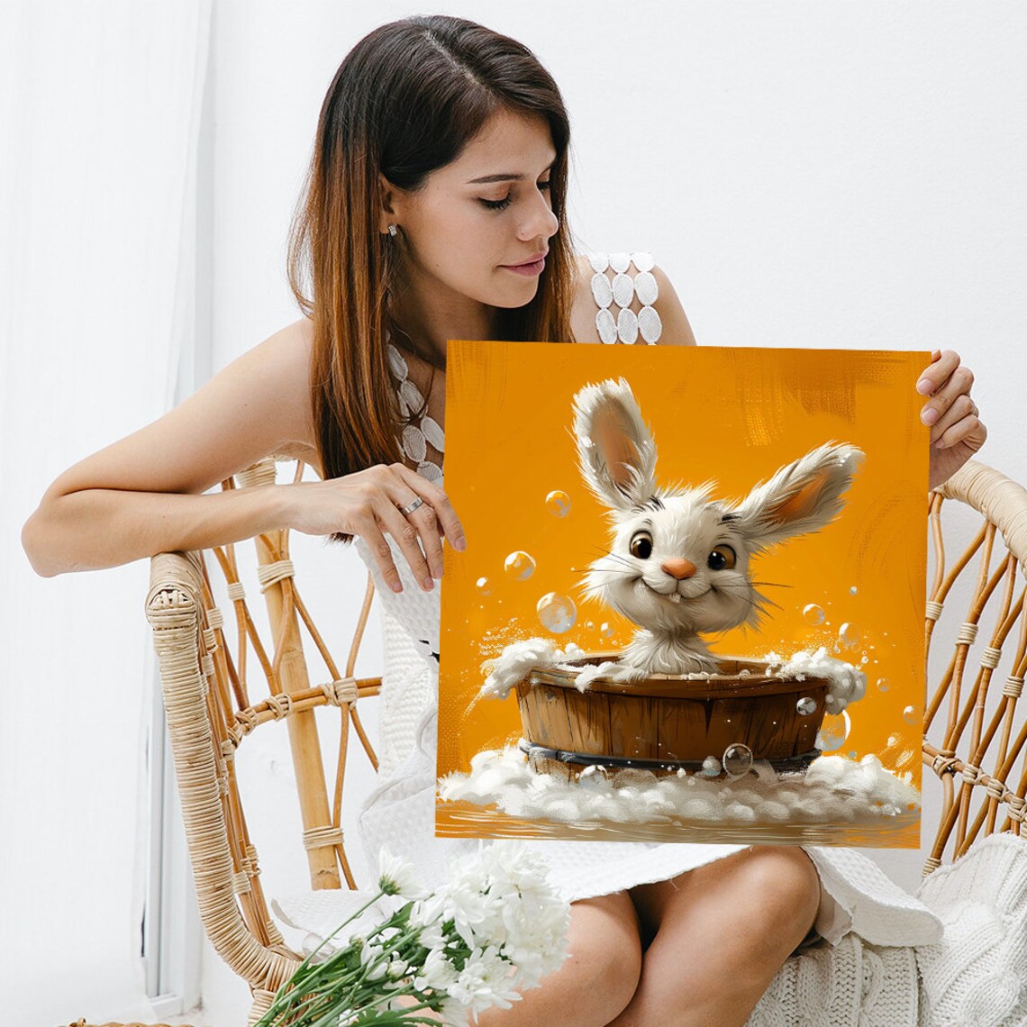Bubbly Bunny Art Print, Whimsical Nursery Decor - Image 3