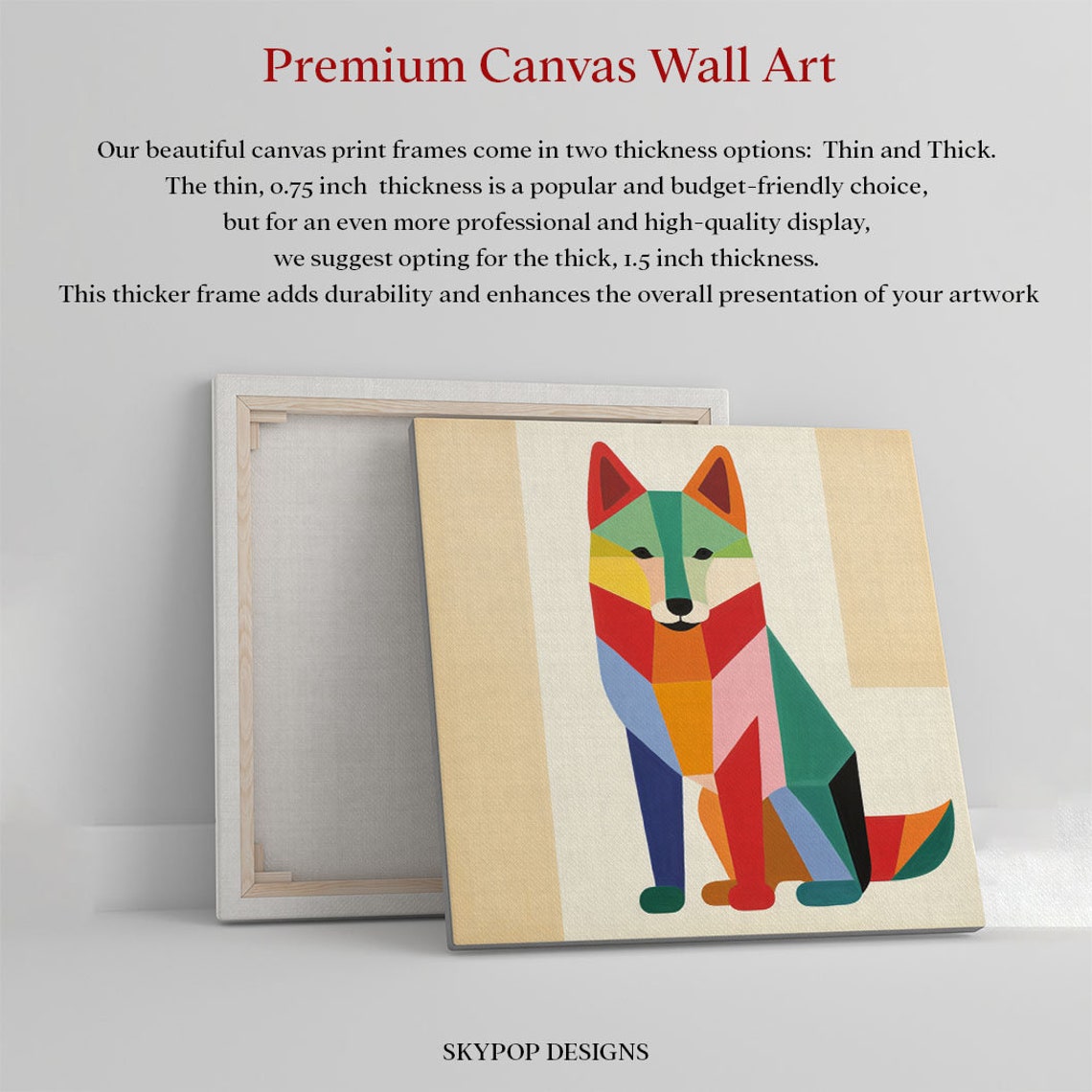 Colorful Geometric Patchwork Fox Sitting Modern Nursery Animal Poster - Image 2