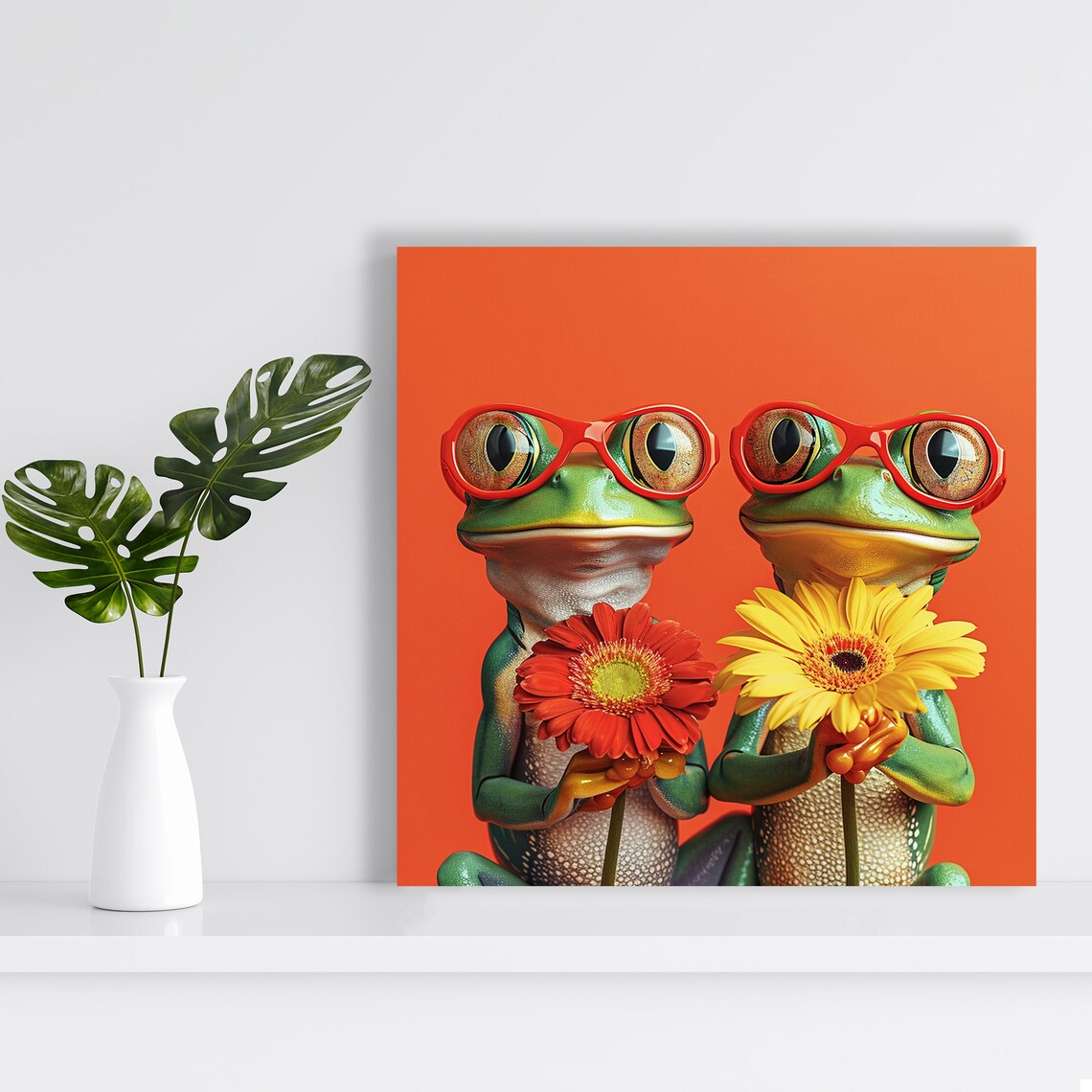 Funky Frog Duo Poster, Whimsical Animal Decor - Image 2
