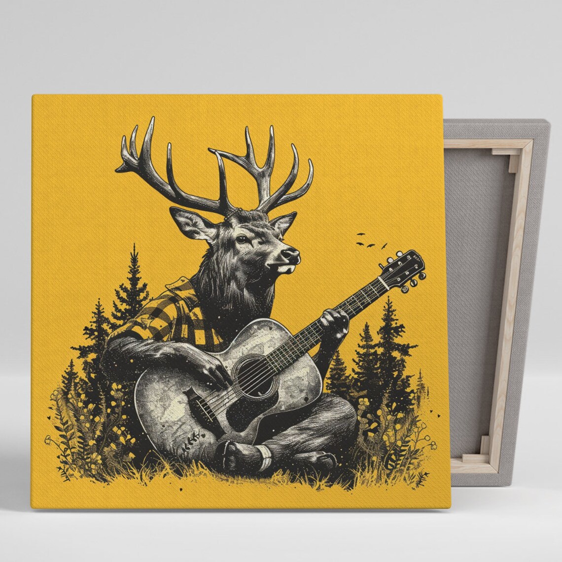 Deer Whimsical Rustic Living Room Wall Art Print
