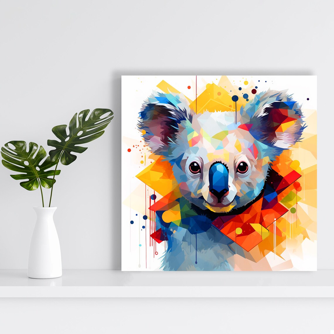 Geometric Koala Face Vibrant Low Poly Colorful Abstract Animal Portrait Poster - Image 2