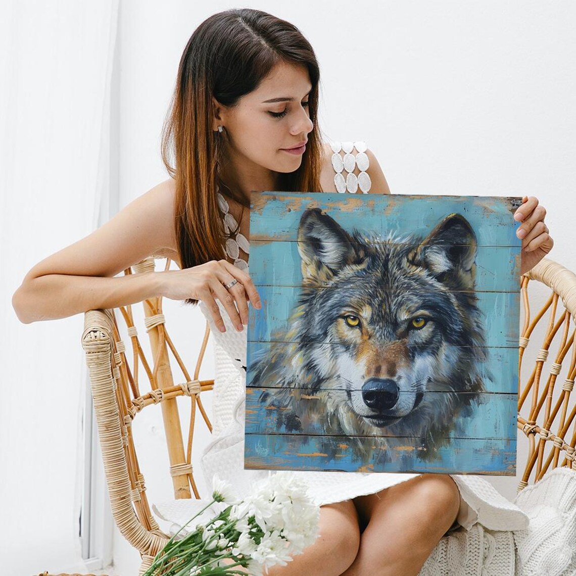 Wolf Wilderness Guardian, Modern Bohemian Art Print - Image 3