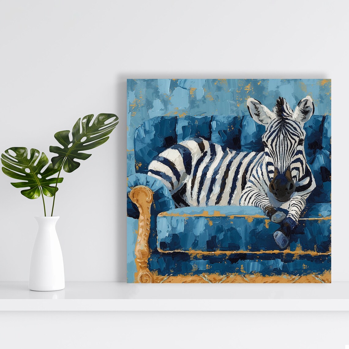 Zebras Whimsical Modern Decor Wall Art Print - Image 2