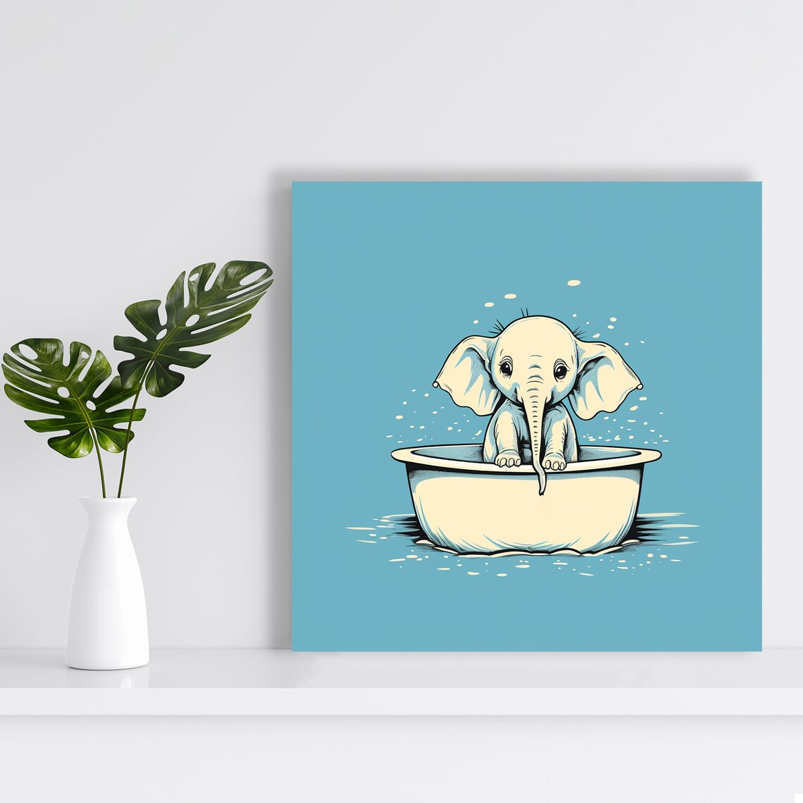 Cute Baby Elephant Bubble Bath Tub Whimsical Kids Bathroom Decor Poster - Image 2