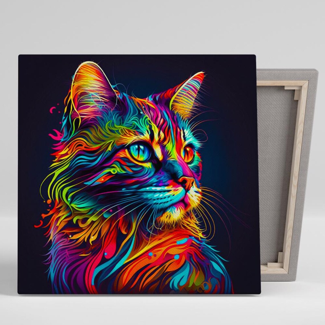 Kaleidoscopic Cat Pop Art Poster, Eclectic Decor