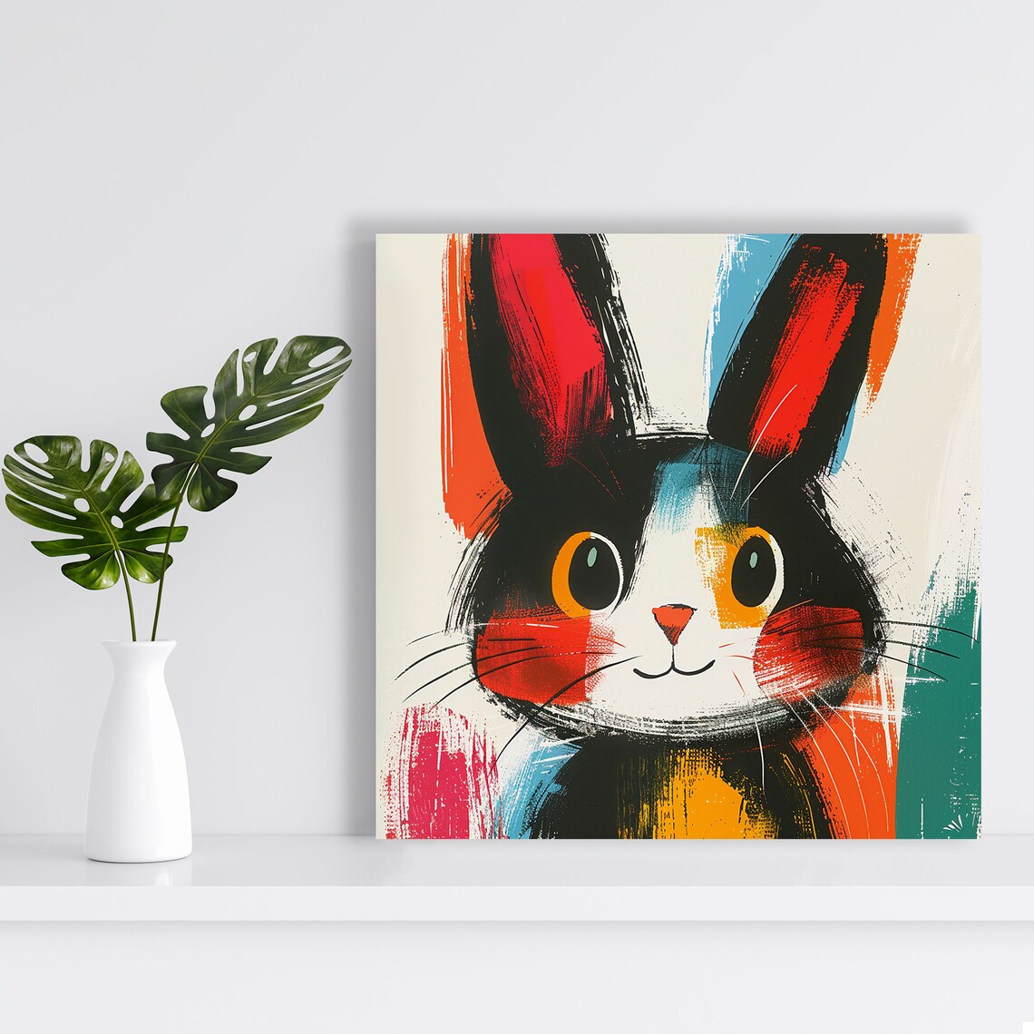 Bunny Art Print, Whimsical Modern Nursery Decor - Image 2