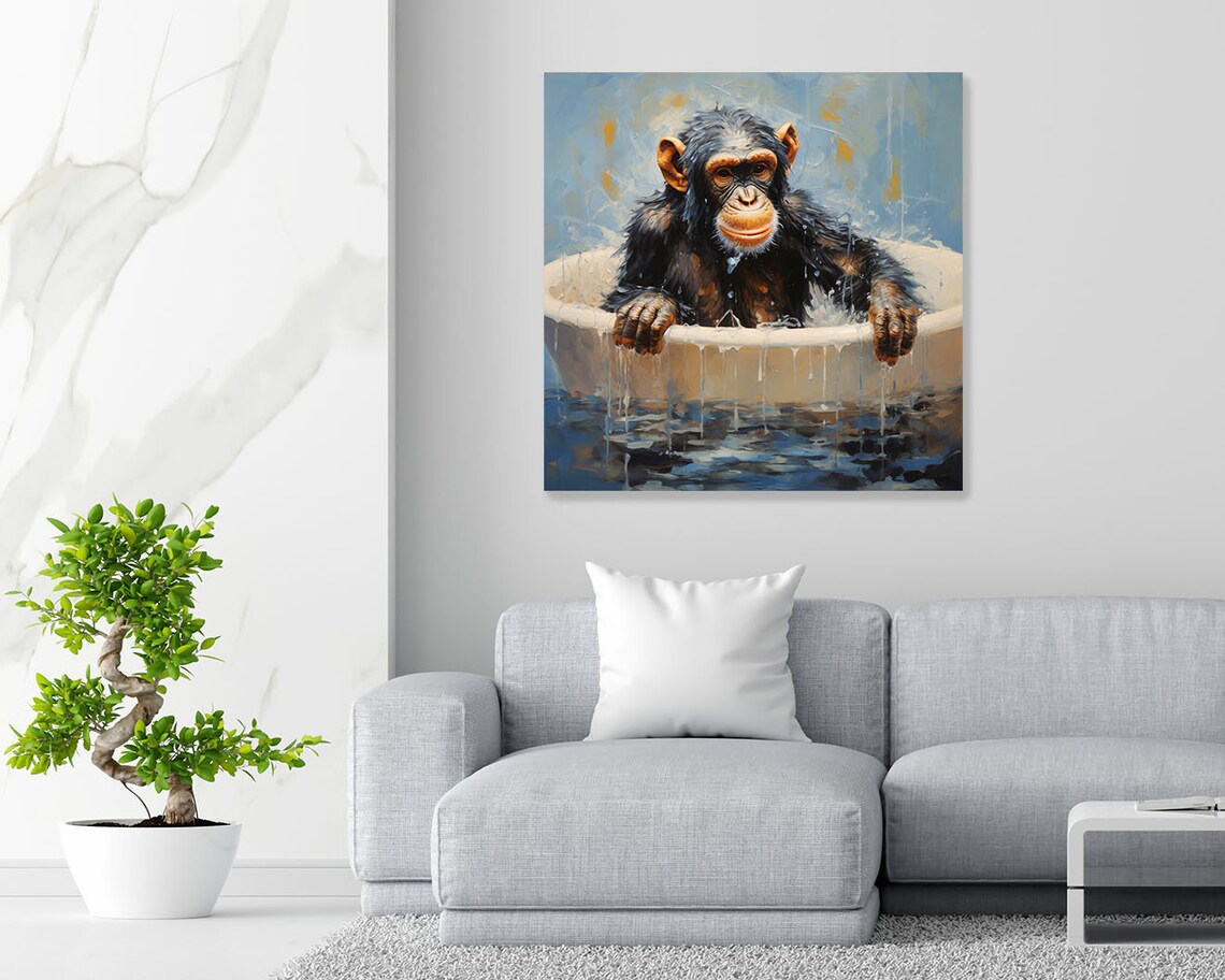 Monkey In Bathtub Bathroom Poster, Modern Decor - Image 5