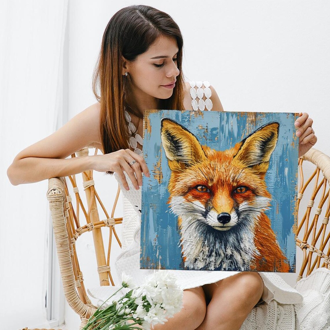 Fox Portrait Art Print, Rustic Bohemian Decor - Image 3