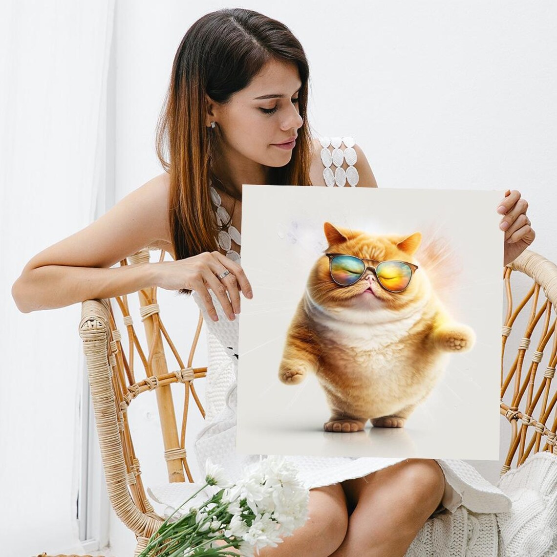 Cool Cat Sunglasses Whimsical Animal Art Print - Image 3
