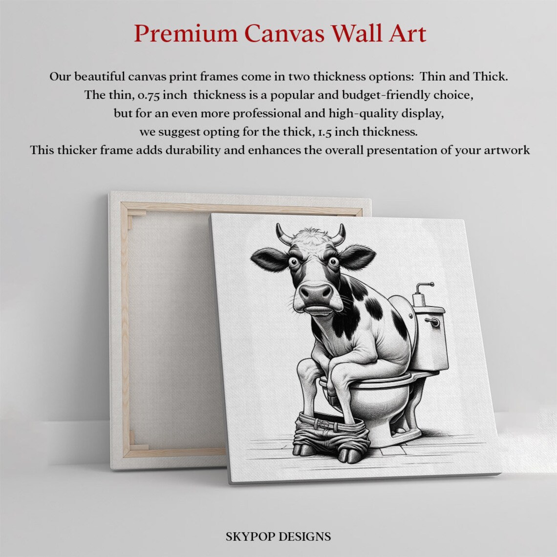 Cow On The Pot Bathroom Art Print, Funny Farm Decor - Image 4