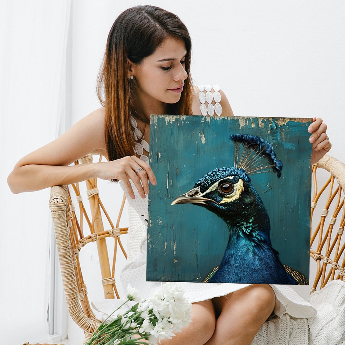 Peacock Wall Art Print, Contemporary Animal Decor - Image 3