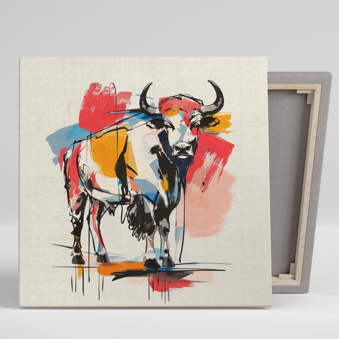 Bull Abstraction Poster, Contemporary Animal Decor
