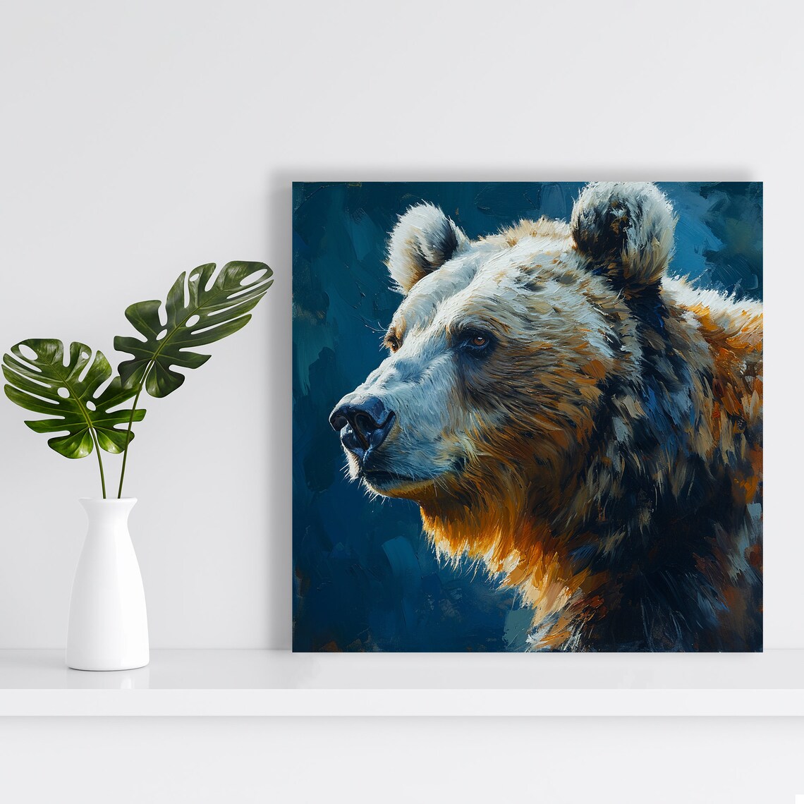 Majestic Brown Bear Portrait Oil Painting Style Wildlife Poster - Image 2