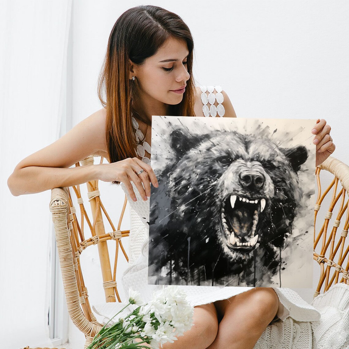 Bear Wildlife Wall Art Print, Living Room Decor - Image 3