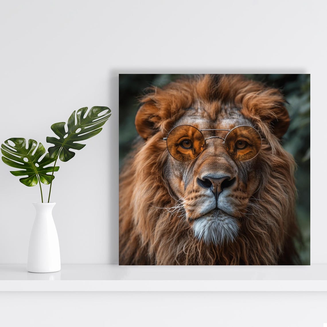 Wise Lion Wearing Glasses Scholar Hipster Portrait Animal Art Poster - Image 2