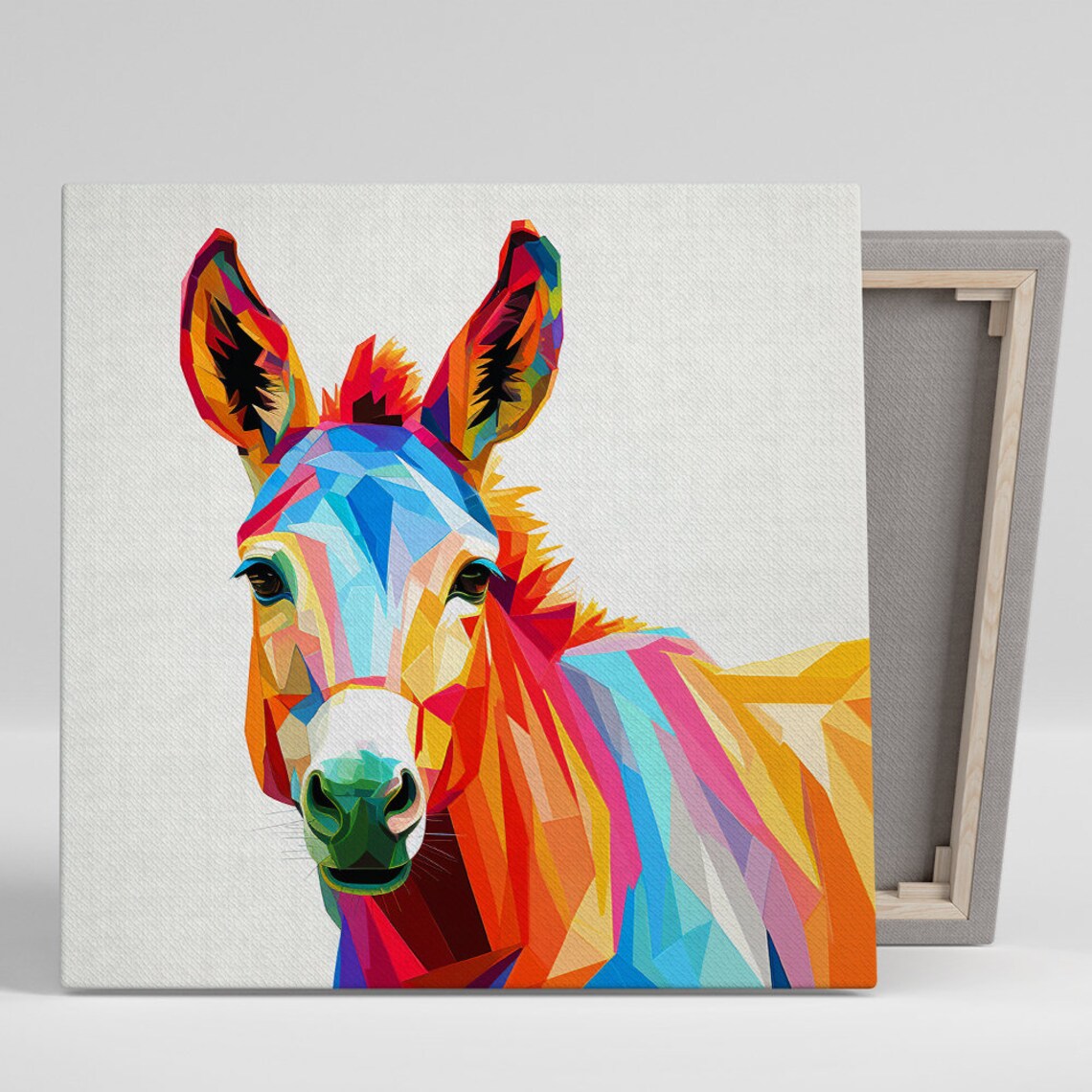 Geometric Donkey Kaleidoscope Colorful Facets Modern Bohemian Poster